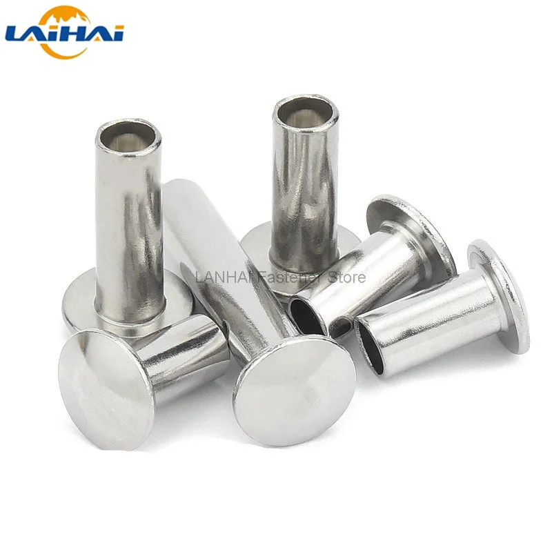 Rivets and Fasteners 10/50pcs M2 M2.5 M3 M4 M5 M6 GB873 Aluminum Round Flat Truss Head Half Semi Hollow Shank Rivet Diameter 2-6mm length 3-30mm