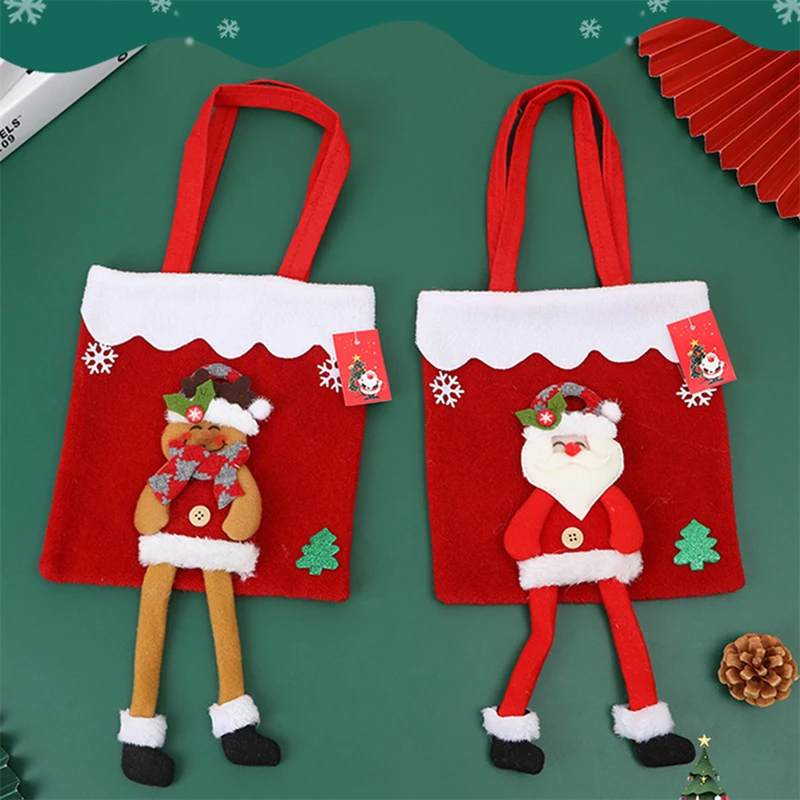

Christmas Decoration 3D Hanging Foot Doll Carrying Bag Santa Claus Candy Gift Bag Christmas Party Decoration Children's Gift Bag