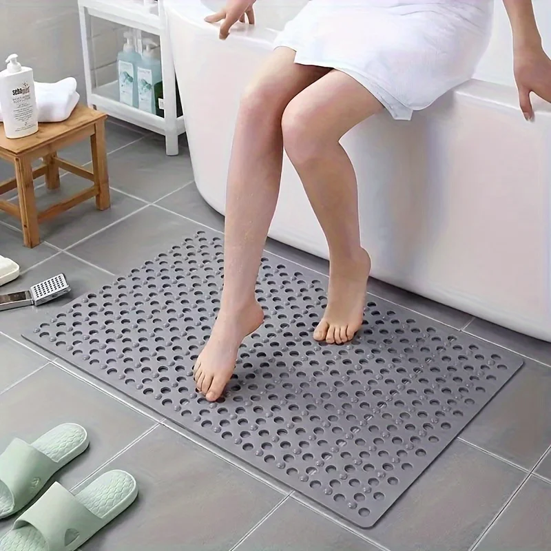 Anti-Slip Shower Mat with Drainage Holes and Massage Points | Durable PVC Bathroom Safety Mat