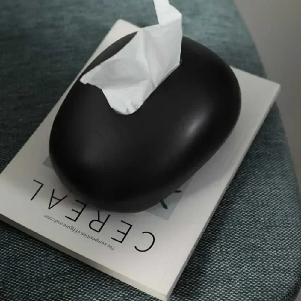 Nordic Tissue Box,Black Ceramic Paper Storage Case,Bedroom Living Room Decor,Napkin Holder，Minimalist style, Korean 6