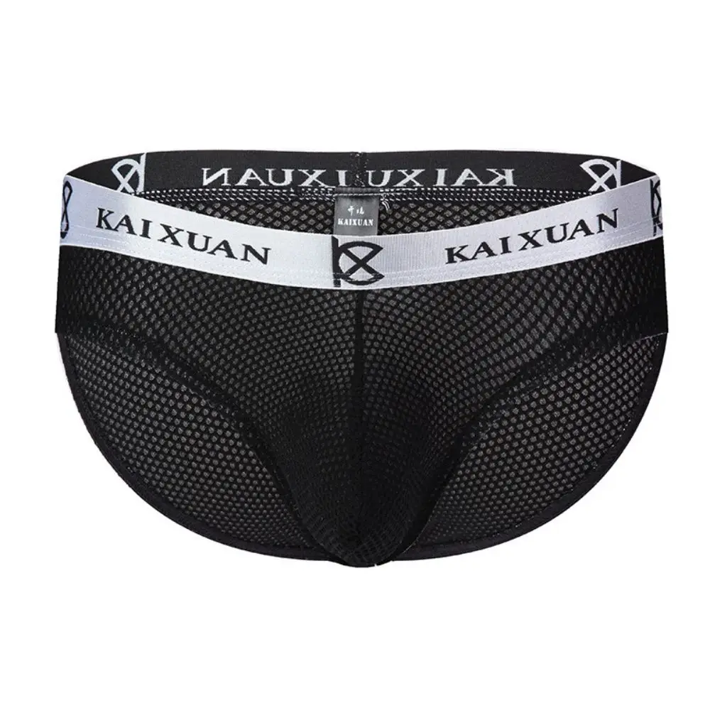 

Soft Skin Friendly Ice Silk Underwear Men'S Elastic Mesh Low Rise Male Briefs Slim Sexy Underpants Lingerie Slip Panties