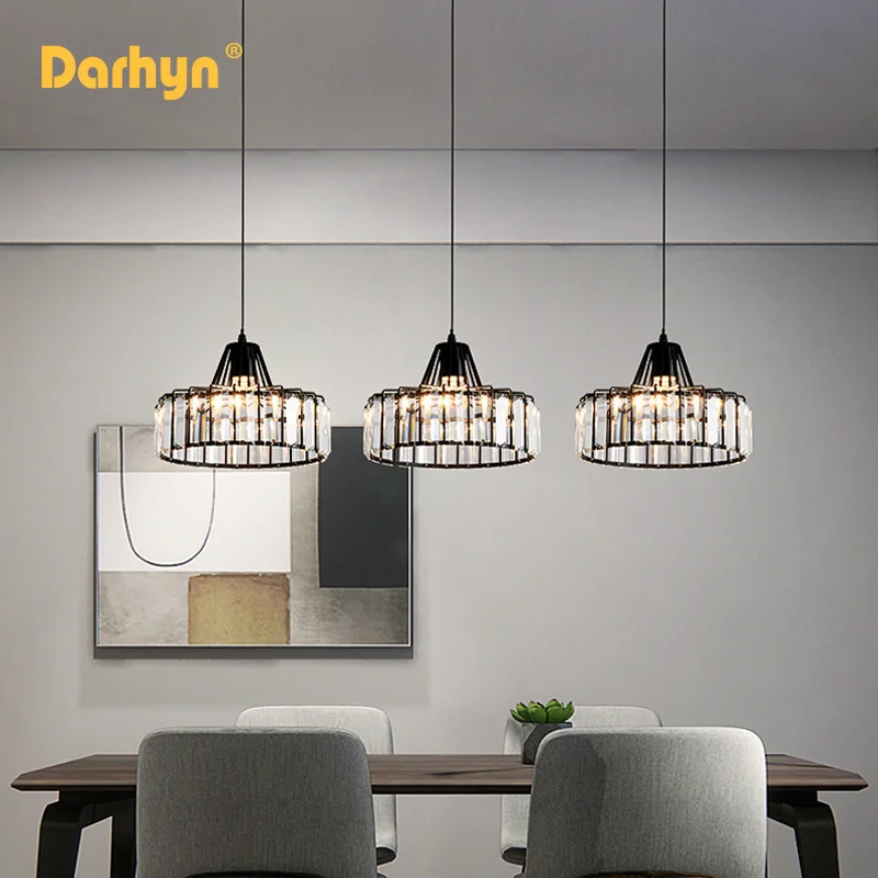 Pendant lights Vintage pendant lights Pendant lamp Nordic Crystal LED Pendant Light 1/2/3 Head Dining Room Hanging Fixture For Living Room Bedroom Indoor E27 Decor Lamp