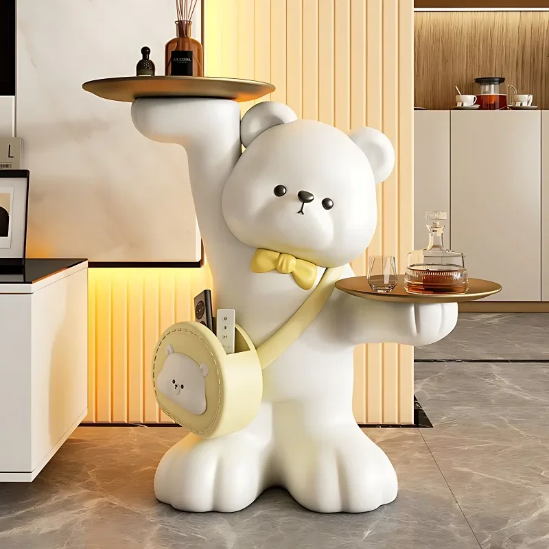 

Van der Rohe Cute Bear Living Room Floor-standing Tray Ornaments, Large Decorative Storage, Home Gift, High-end