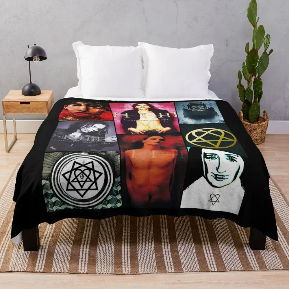 Him Band Album Cover Collage Heartagram Ville Valo Cover Throw Coperta Bed Plaid Hair Decorazioni Natalizie Coperte