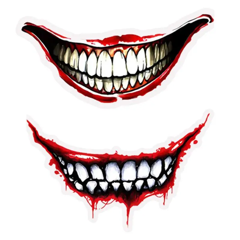 

Halloween Blood Stickers for Car Self Adhesive Creepy Smile Teeth Decals Vehicle Body decor Stickers PVC For Walls Door Window