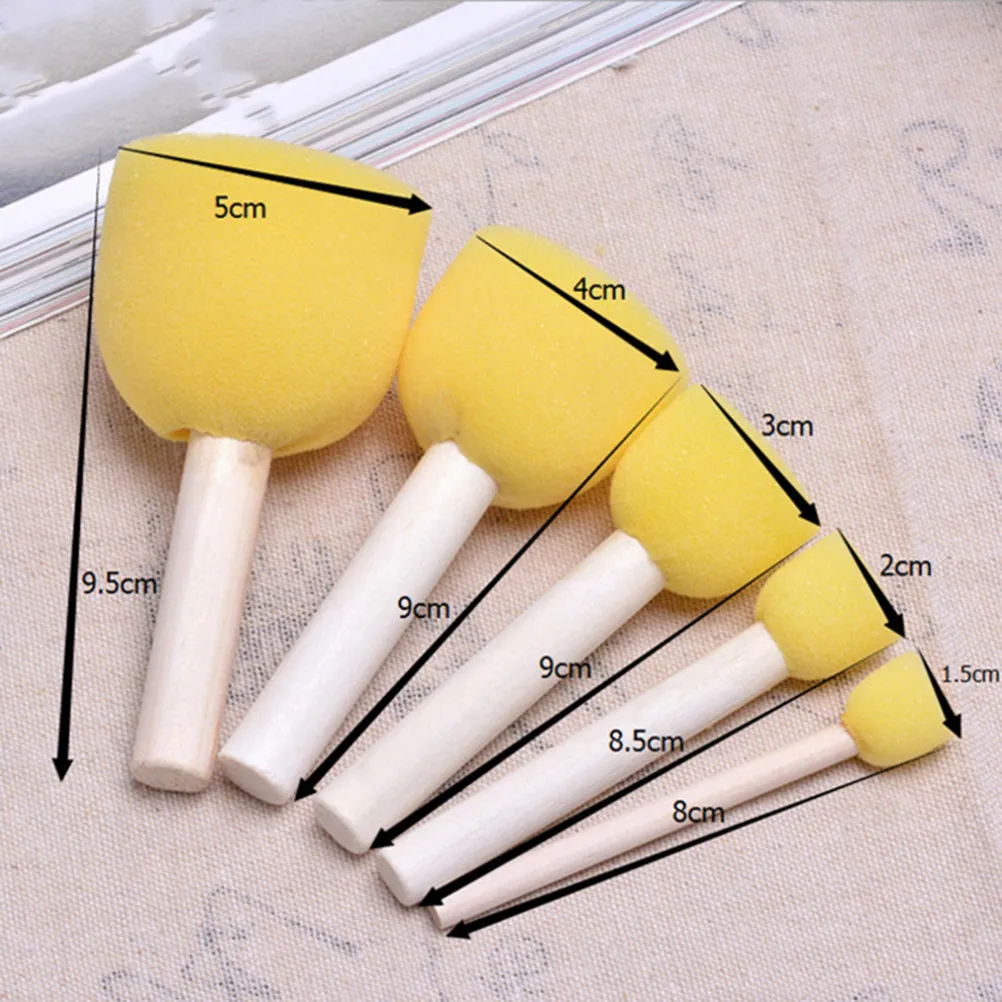 40Pcs 어린이 낙서 스폰지 페인팅 브러쉬 세트 공예 DIY 페인팅 도구를위한 라운드 스티플러 어린이 미술 용품