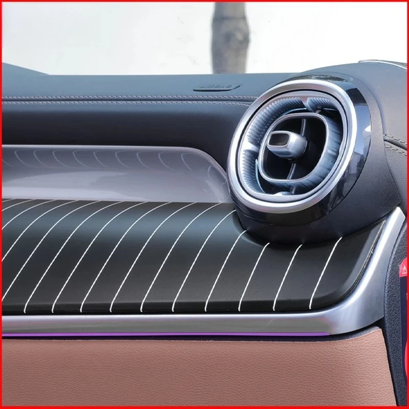 Qiilu Centraal Bedieningspaneel Trim 2st Carbon Fiber Style Centrale Controle Versnellingspook Panel Trim LHD Vervanging voor Mercedes Benz C‑Klasse W206 S206