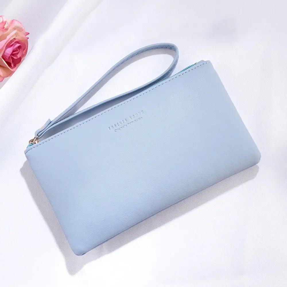 Women Zip PU Leather Pouches Coin Bag Wallet Long Purse