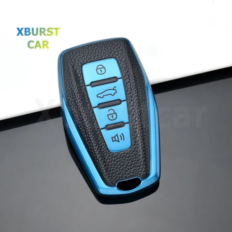 Premium TPU Leather Car Key Cover Case Holder Bag - Sleek and Durable