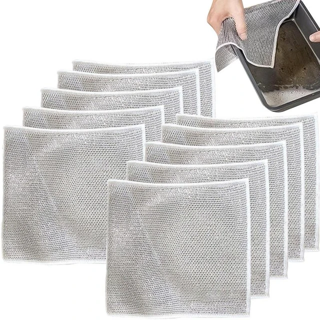 10pcs Multipurpose Wire Dishwashing Rags for Wet and Dry Kitchen Washcloths  Strong Absorbent Wire Dish Towels Cleaning Accessory - AliExpress