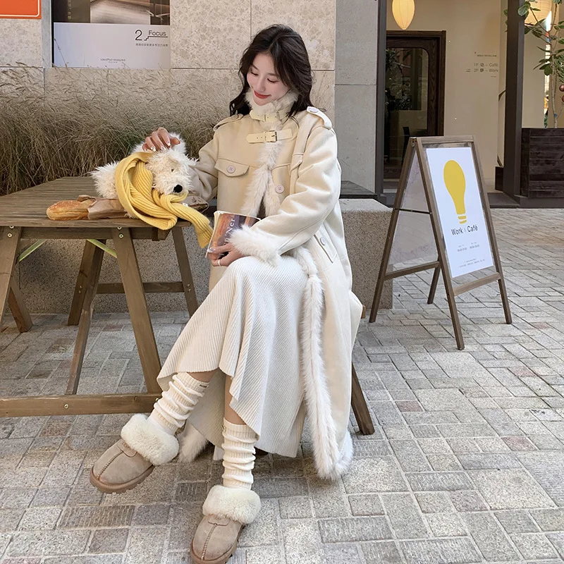 معطف صوف طويل على الطراز الكوري الجديد لشتاء 2025...