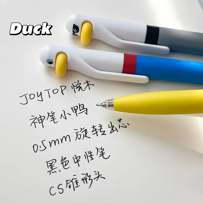 12pcs/set Parrot/Chick/Duck Neutral Pen Rotating Core 0.5mm Black Ink - Large Capacity Pen Cartoon Speed Drying Signature Pen