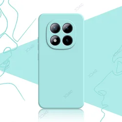 Premium Waterproof Liquid Silicone Mobile Phone Case - 360° Soft Cover Protection in a Stylish Square Design for Redmi note 15 pro+ 5g (Light Blue)