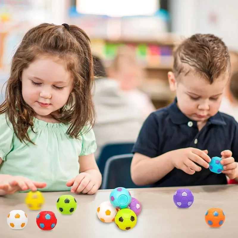 Portable Rotatable Soccer Finger Stress Ball Mini Fidget Spinner Toy for Kids Soccer Themed Party Favors Fun Activity Gift