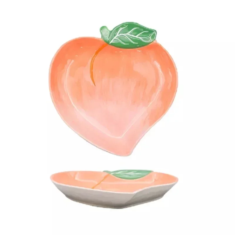 Ceramic Fruit Shaped Creative Plate Salad Candy Fruit Dried Snacks Grid Plate Snack Bowl Children's Dish Dinner Japanese