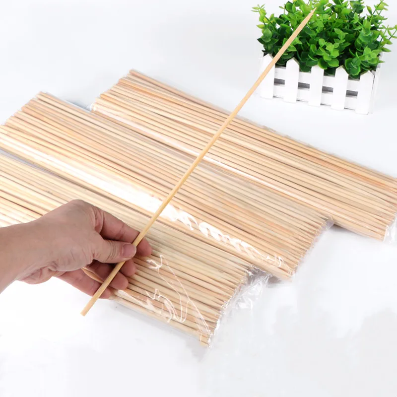 100pcs 20-50CM BBQ Bamboo Wooden BBQ Skewers Food Bamboo Meat tool Barbecue Party Disposable Long Sticks Tools Accessorie
