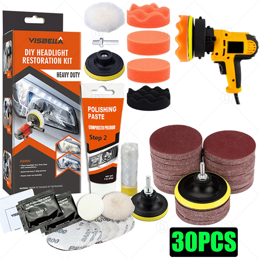 Headlights Restoration Kit Car Headlight Polisher Restorer Polishing