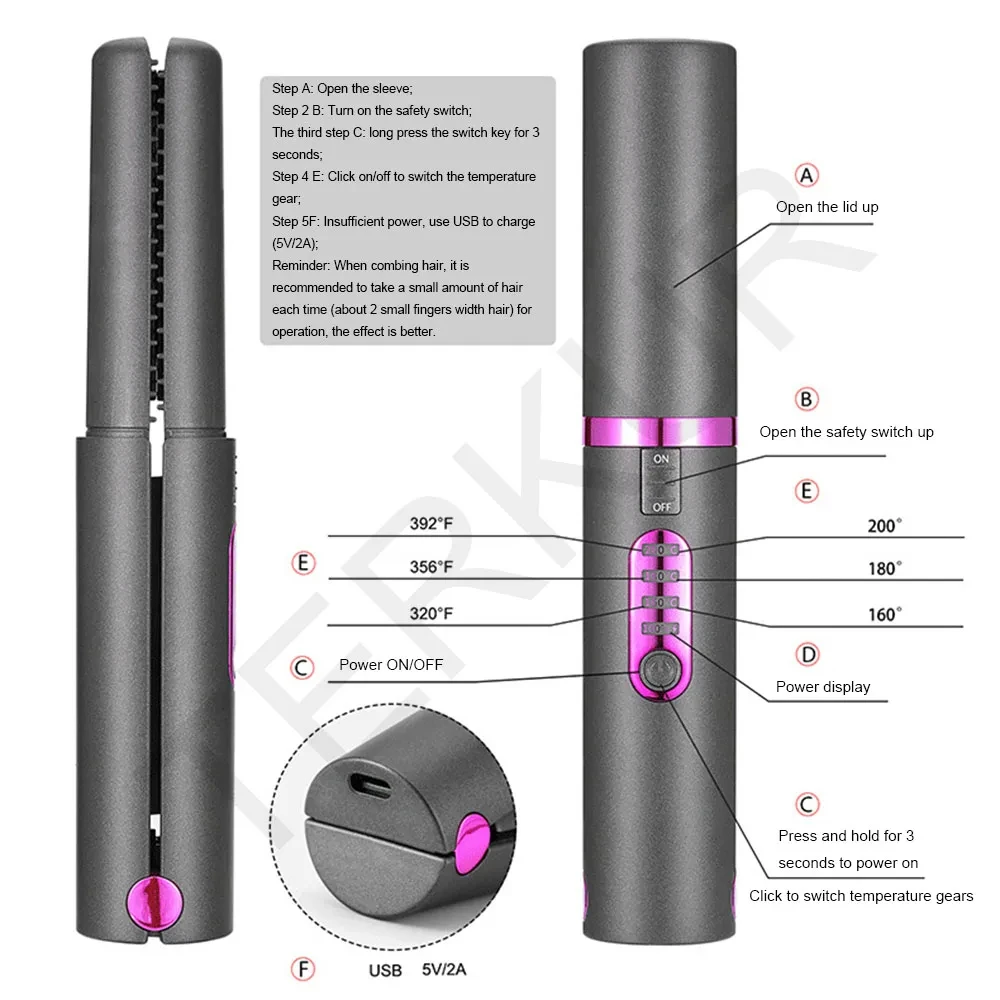 new Mini Professional 2 in 1 Portable Hair Curler Hair Straightener Flat Iron Hairs Straightening Corrugated Iron Styling Tools