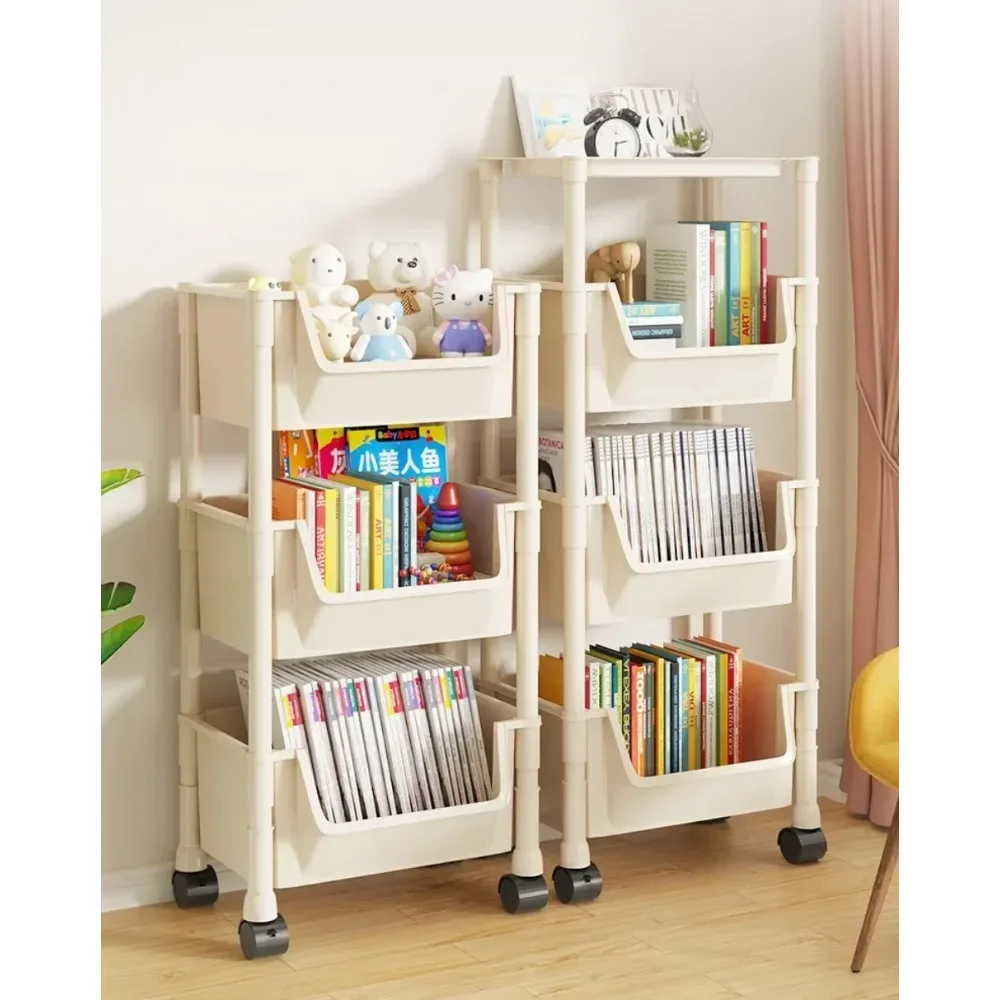 Storage Rack Book Display Stand Trolley Portable Creative Kitchen Living Room Mobile Corner Movable Bookshelf With Wheels