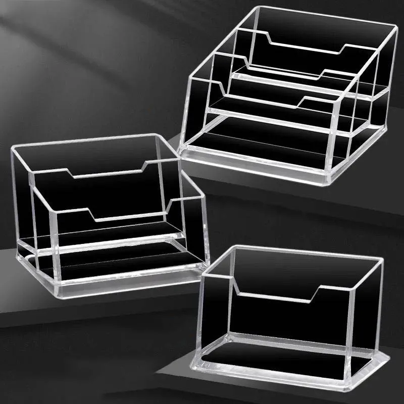 Card Holder 1Pc Transparent Plastic Acrylic Desk Organizer for Notes Business Cards Storage