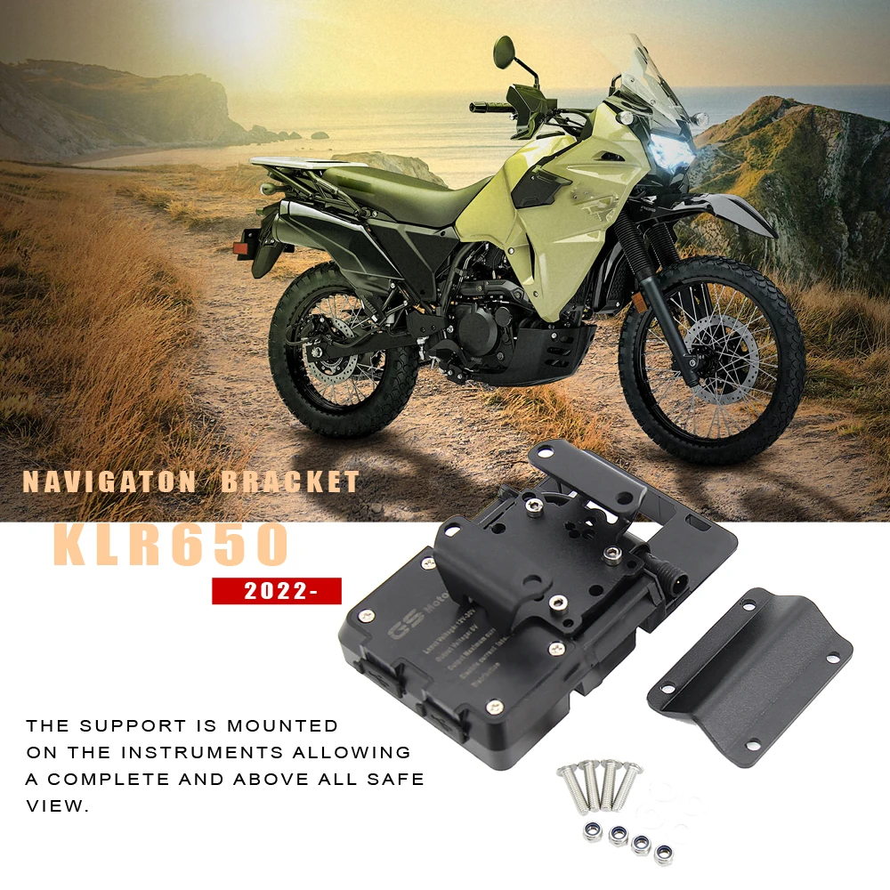 New Motorcycle Parts Front Phone Stand Holder Smartphone Phone GPS Navigaton Plate Bracket For Kawasaki KLR650 klr 650 2022 +