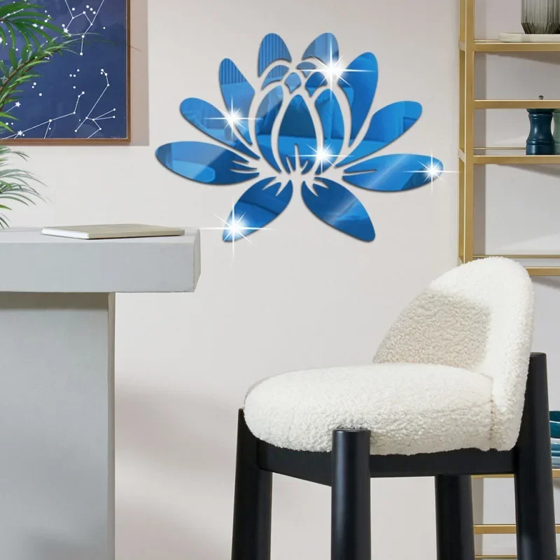 Lotus Flower Mirror Wall Sticker 3D DIY Removable Acrylic Art Mural Decal Stickers Living Room Bedroom Home Decorations wall sticker mirror wall sticker acrylic wall sticker