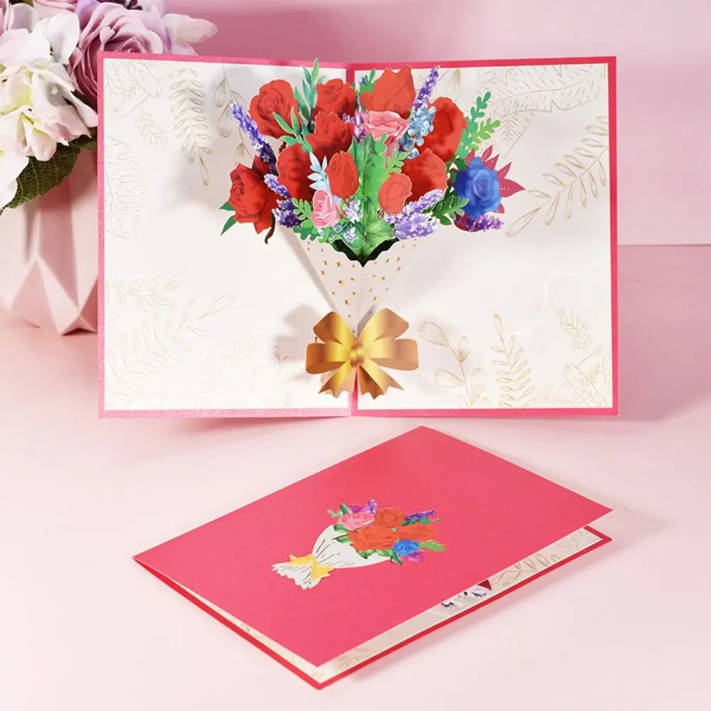 3D Bouquet Card Gift for Mothers Day Mom Wife Teacher's Day Pop Up Flower Greeting Cards Get Well Sympathy All Occasions
