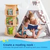 Kids Rotating Bookshelf, Small Corner Bookshelf for Small Space, 360° Display Floor Standing Bookshelf Storage Rack, Wood 6