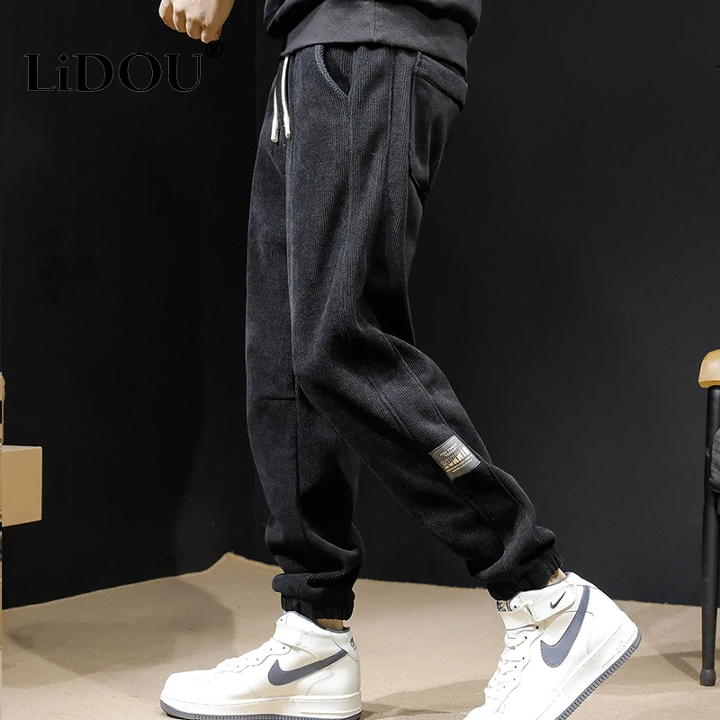 Spring Autumn Fashion Temperament Solid Color Harem Pants Men Harem Pants Korean Simple Simple Loose Male Trousers Trend Streetwear Clothes