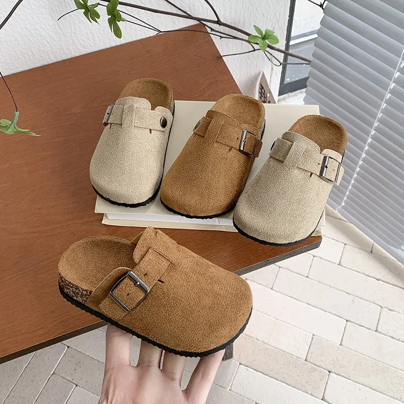 Children's Slippers for Home Simple Solid Color Girls New Flat Mules Fashion Non-slip Versatile Slippers Causal Kids Flip Flops