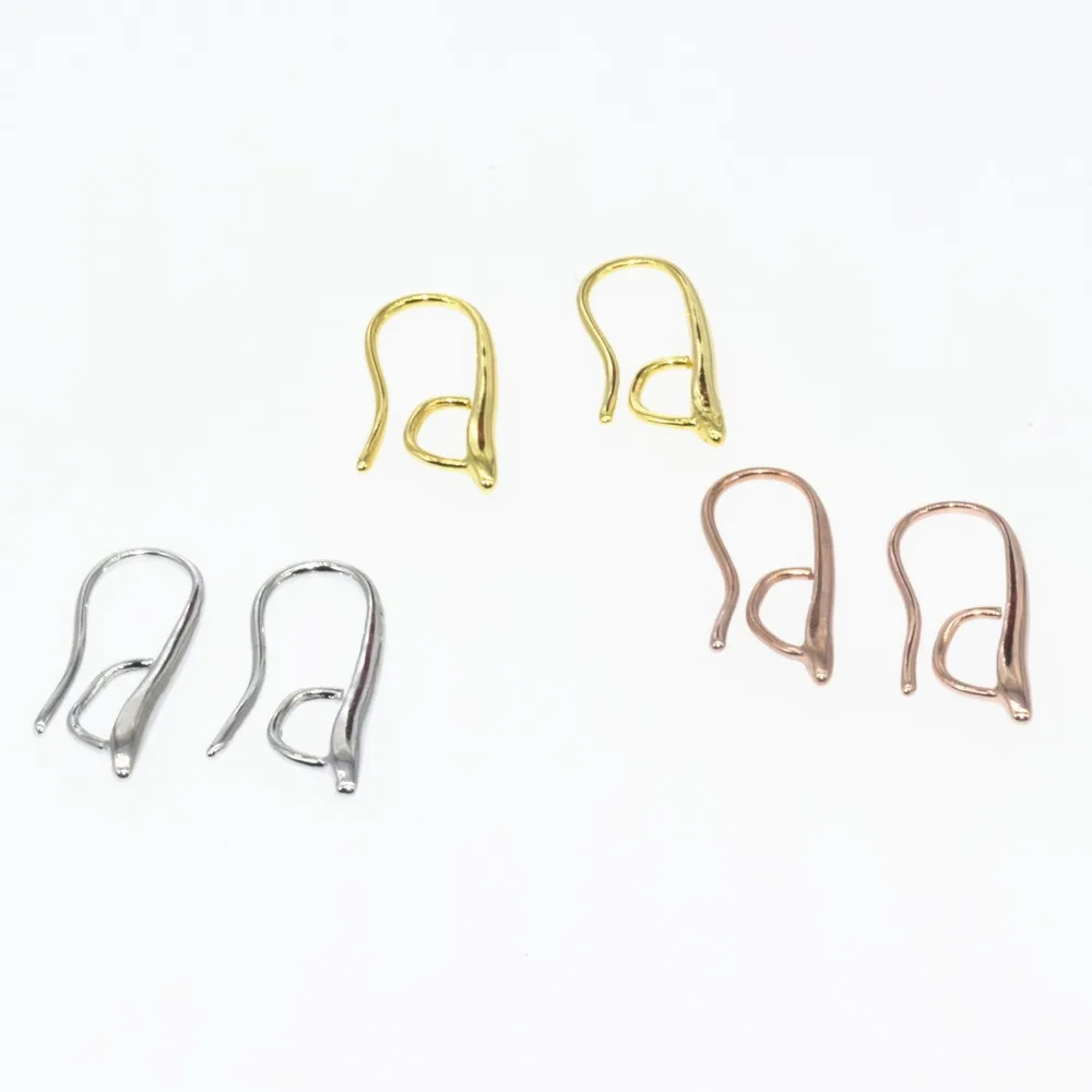 

3Colors Real Gold Plated U-shaped Earrings DIY Temperament Material Accessories Studded Flash Colorful Protection 8*20MM