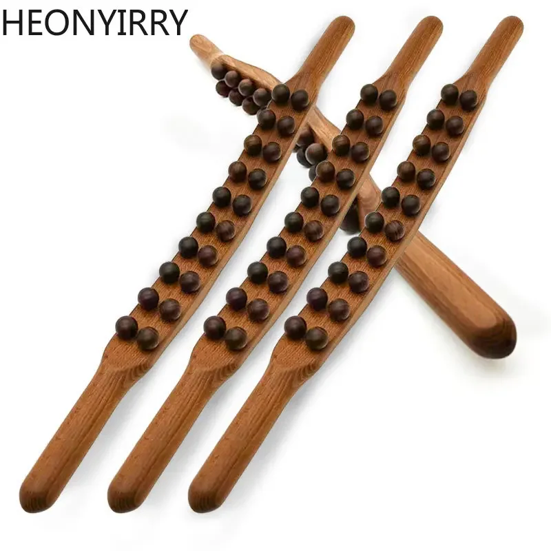 muscle massager stick massage tool 8/20 beads Gua Sha massage stick carbonized wood back scrapping meridian therapy wand muscle relaxing body massager Guasha