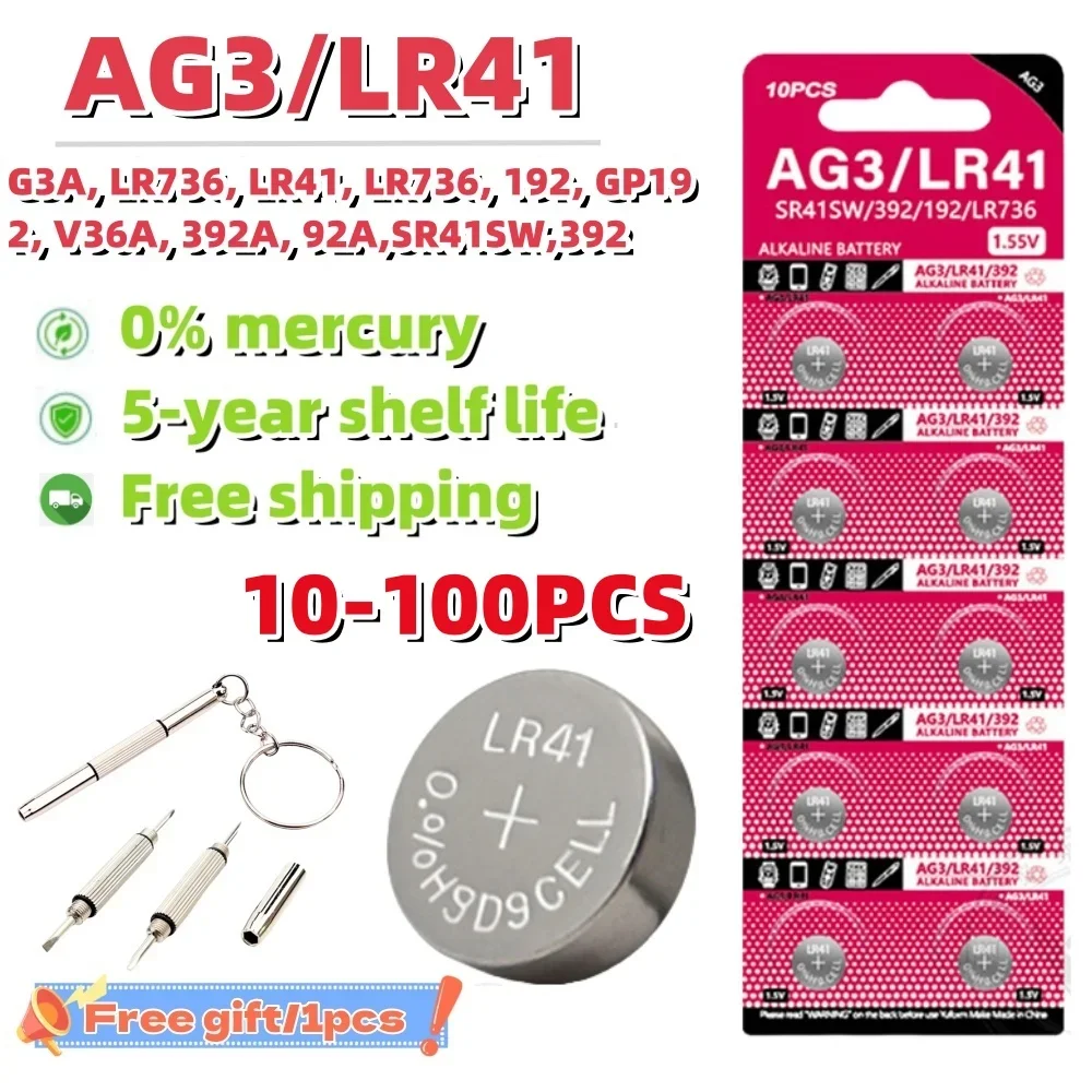 Щелочные батарейки большой емкости LR41 AG3 L736 392 384 192 Премиум 1 ...