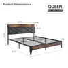 Full Size Bed Frame with Headboard - Grey Upholstered, Noise-Free Steel Slats Support No Box Spring Needed Easy Assembly Bed 5