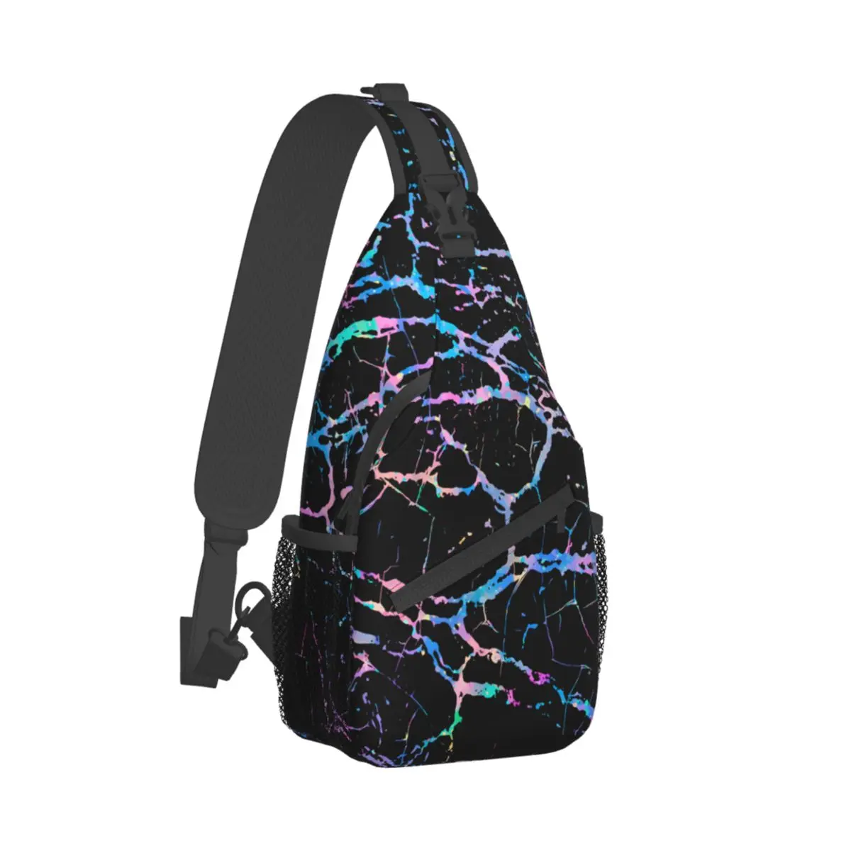 

Rainbow Stripes Crossbody Chest Bags Neon Pattern Pockets Travel Pack Messenger Sports Teens Shoulder Bag Unisex