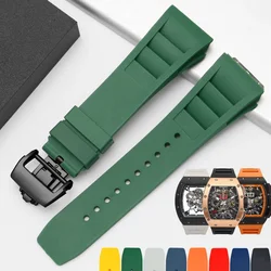 Vibrant Multicolor 25mm Rubber Watchband Replacement Strap - 25 - 20mm (Green - black)