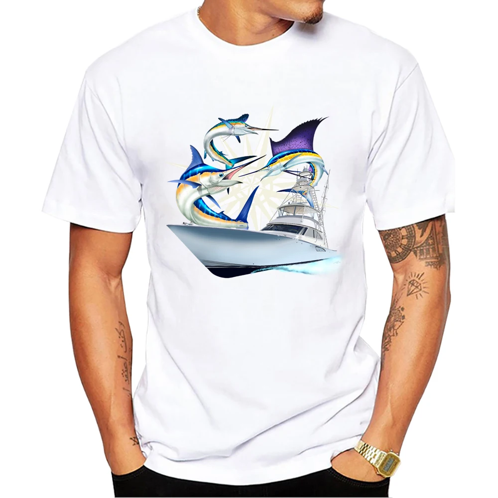 TEEHUB Fashion Deep Sea Fishing Men T-Shirt Billfish Printed Harajuku T  Shirts Short Sleeve Tshirts Cool Tee