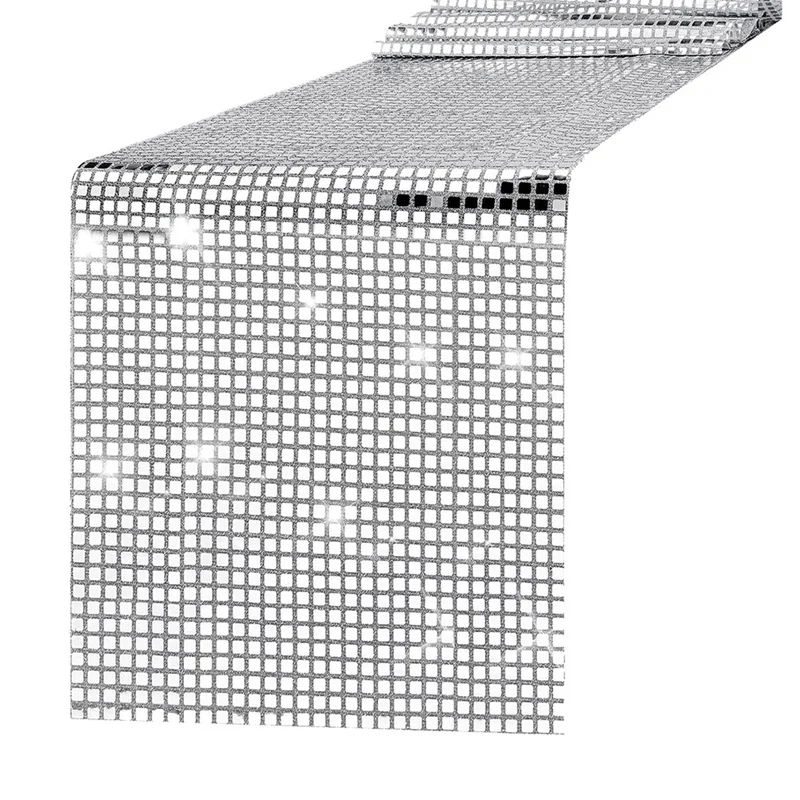

Disco Party Table Runner Mirror Silver Foil Table Runner For Disco Dance Party Wedding