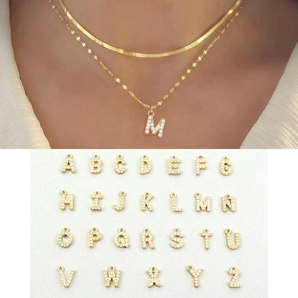 Collier avec lettres en zircone plaquée or pour femmes, chaîne à lèvres à chevrons en acier inoxydable, ensembles de colliers initiaux superposés pour femmes