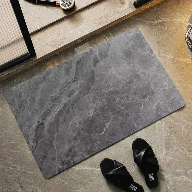 Tappeto Bagno In Diatomite Marmo Bianco/Nero – 60x90 Cm, Antiscivolo, Super Assorbente E Asciugatura Rapida – Adatto A Doccia E Cucina