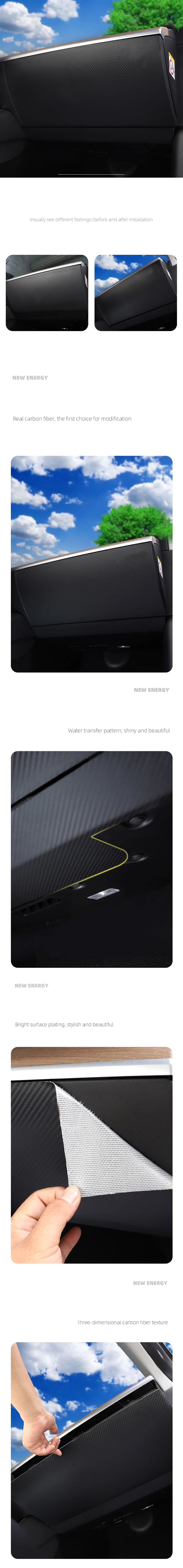 Für Tesla Model 3 2016-2023 Unsichtbares Handschuhfach Anti-Kick Carbon-Faser PU-Leder Schutzpolster 2 Stück – Detail 1
