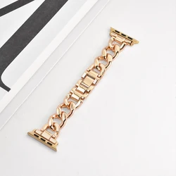 Sleek Metal Bracelet Strap for Apple Watch - Women's Luxury Watchband (Gold)