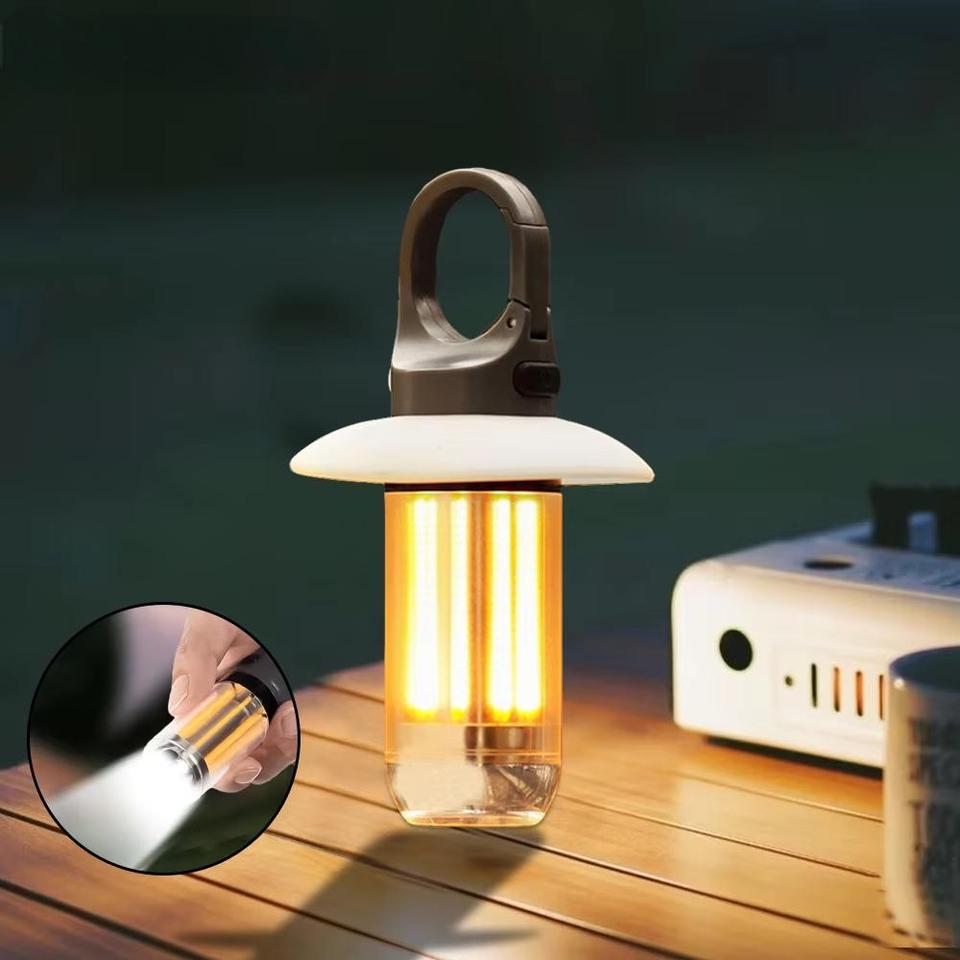 1P Rechargeable Flashlight LED Camping Lantern 5 Modes Super Bright Portable Hanging Tent Lamp Waterproof Hiking Fishing Outdoor
