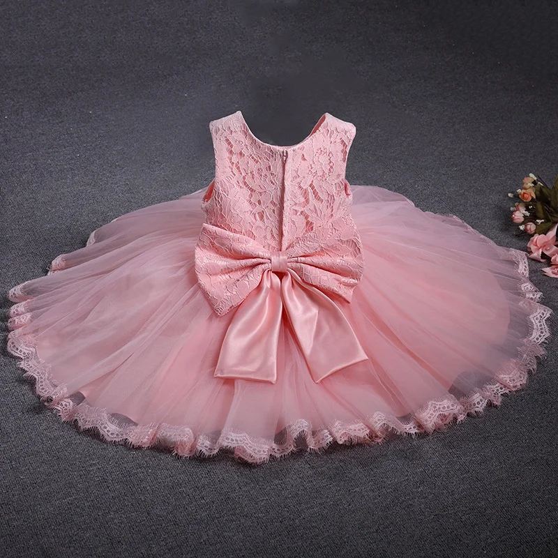 Girls Dress Baby Girl Dress Baby Girl Baptism Dresses Toddler White Lace Flower Tulle Christening 1 Years Birthday Princess Party Dress Newborn Wedding Gown