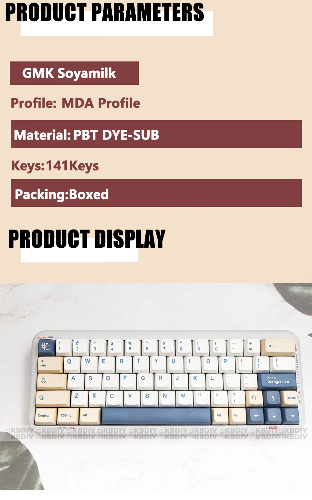 KBDiy-GMK Leite de Soja Keycap, Kit Teclado