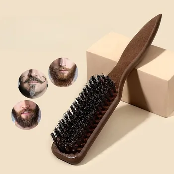 Uomo Spazzola per barba in legno di faggio Setole di cinghiale Pettine per acconciature Testa di olio di nicchia Strumento per toelettatura Negozio di barbiere Pulisci Spazzare i capelli rotti