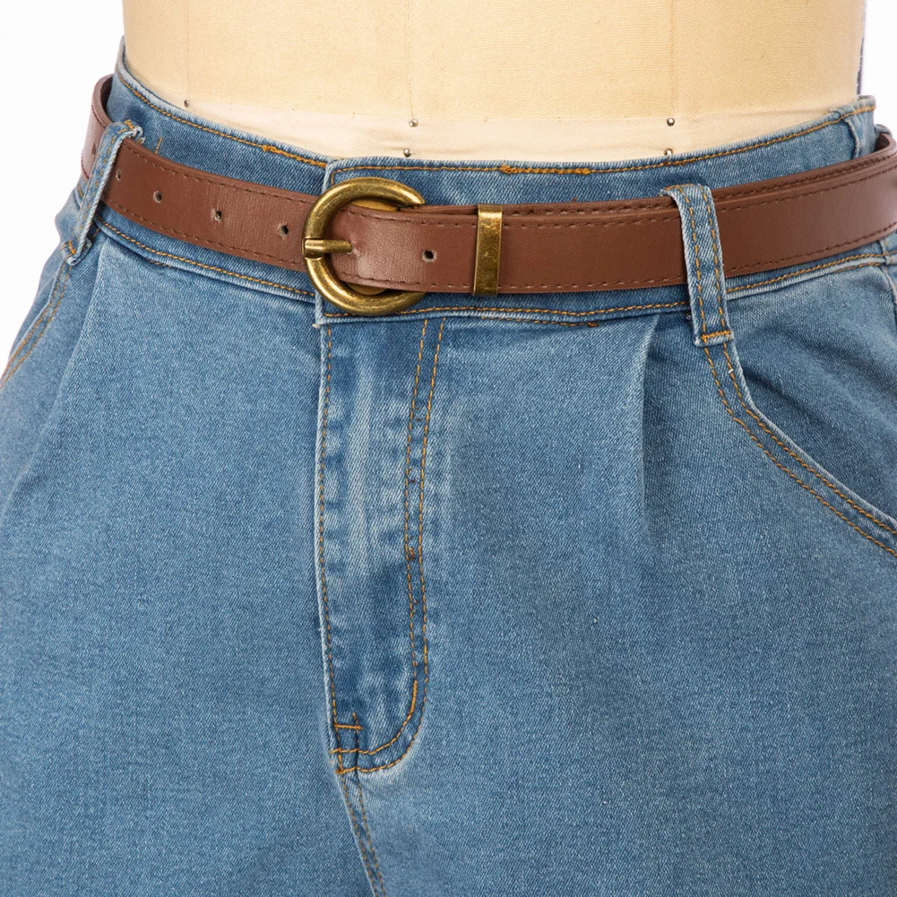 BP Women Retro Short Jeans With Belt High Waist Fold Over Leg Opening Shorts Casual Loose Denim Shorts Streetwear A30