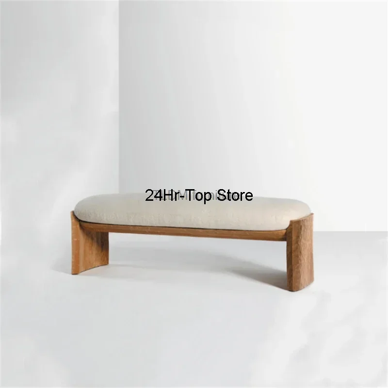 

Nordic Solid Wood Shoe Changing Stools Living Room Bedroom Bed End Stool Comfort Cushion Home Furniture Door Bench Ottomans