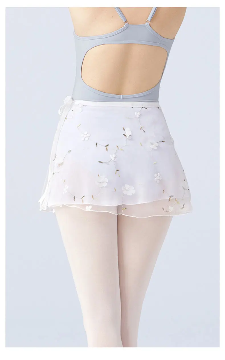 Ballett-Chiffon-Wickelkleid, kurze Hosen für Mädchen, Bühnenoutfit für Mädchen, Alltagsrock – Detail 12