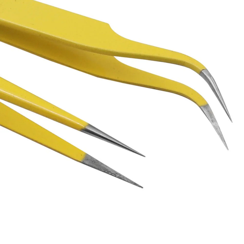 Precision Tweezers Set Anti Static Stainless Steel Tweezers Repair Tools for Electronics Repair Soldering Craft 2PCS
